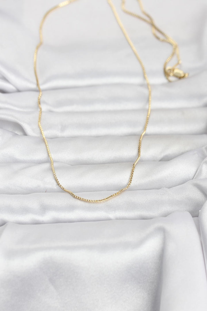 EBJ CM 14K Gold Renk İnce Kare Zincirli Model 60 cm Kadın Kolye - El Cajon