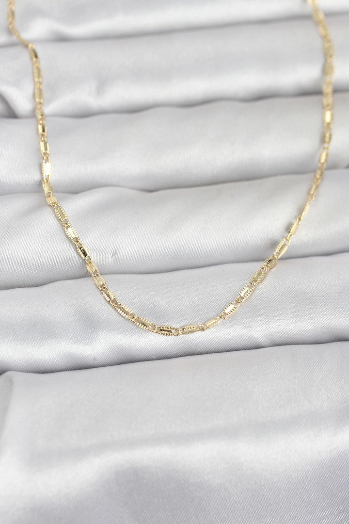 EBJ CM 14K Gold Renk Lazerli Zincir Model 60 cm Kadın Kolye - Massy