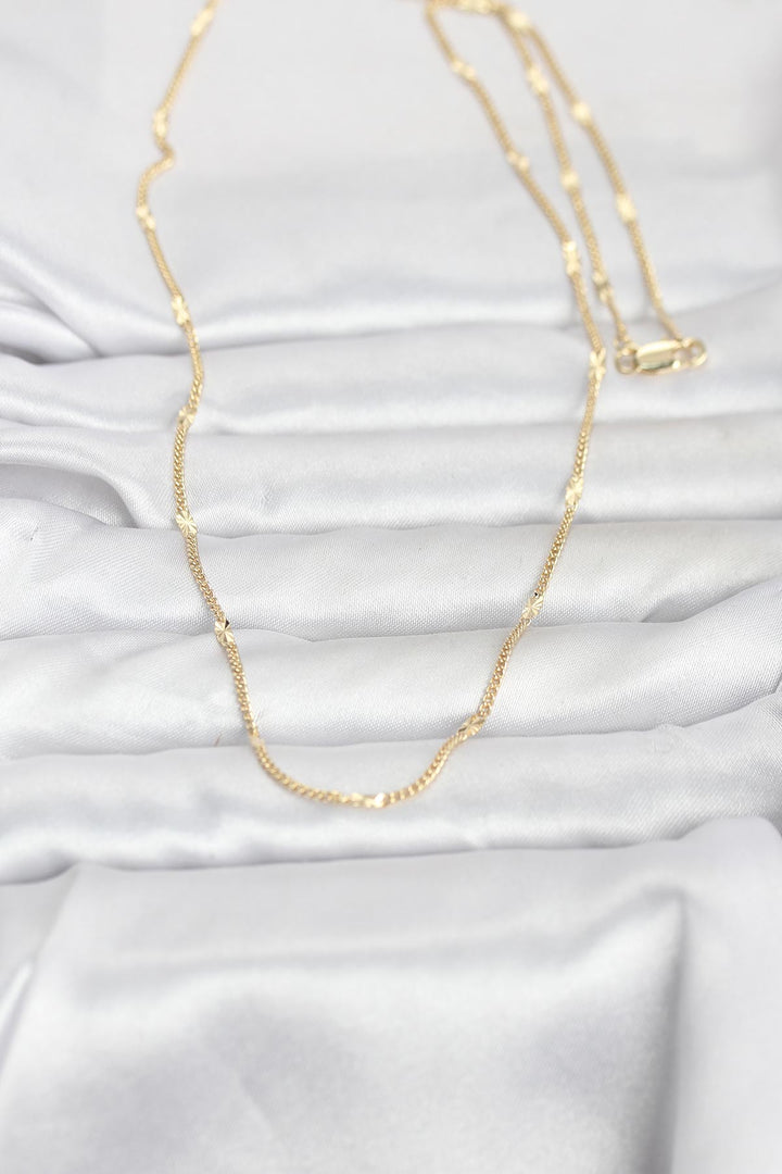 EBJ CM 14K Gold Renk Lazer Puntalı Model 60 cm Kadın Kolye - Troyes