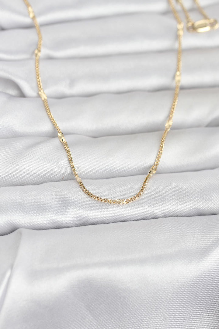 EBJ CM 14K Gold Renk Lazer Puntalı Model 60 cm Kadın Kolye - Troyes