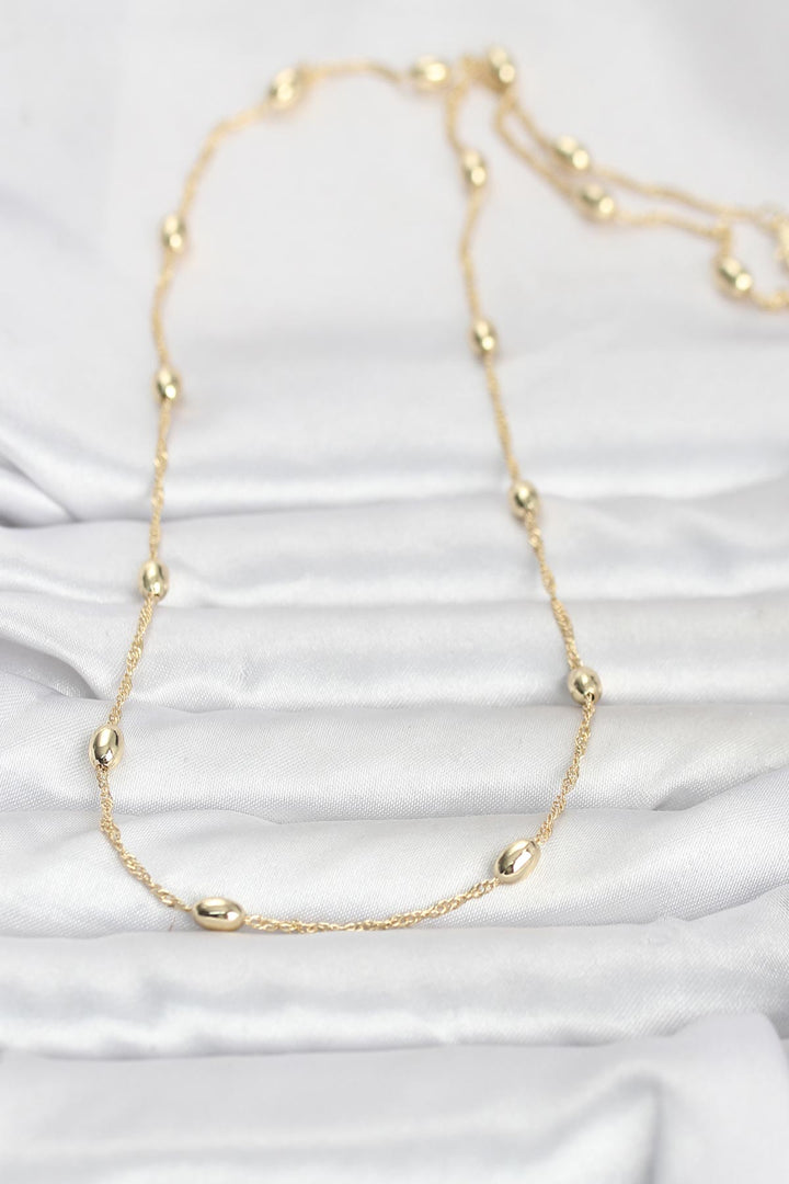 EBJ CM 14K Gold Renk Topçuklu Burgu Zincir Model 60 cm Kadın Kolye - Binghamton