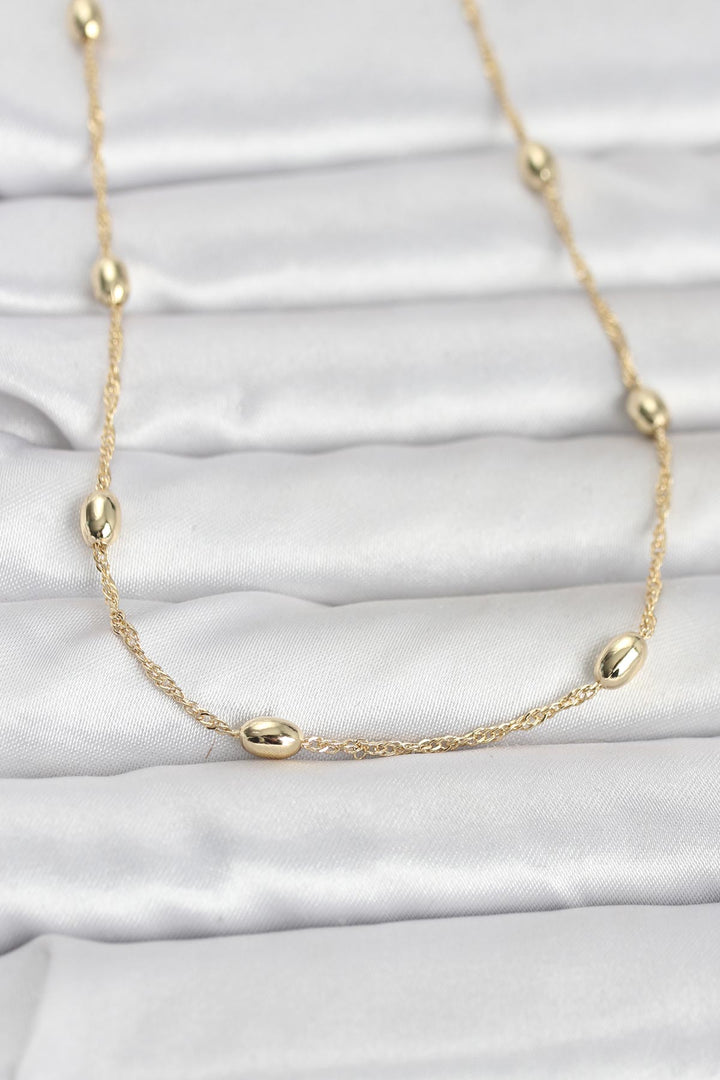 EBJ CM 14K Gold Renk Topçuklu Burgu Zincir Model 60 cm Kadın Kolye - Binghamton