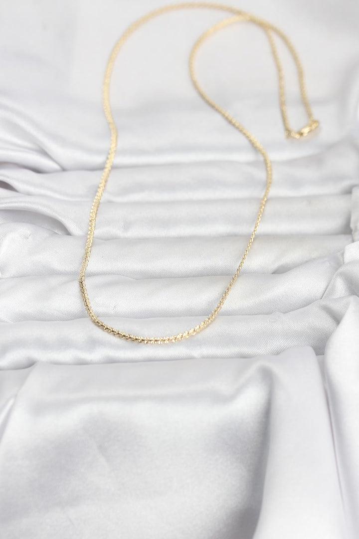 EBJ CM 14K Gold Renk Yassı Zincir Model 60 cm Kadın Kolye - Guacharachi