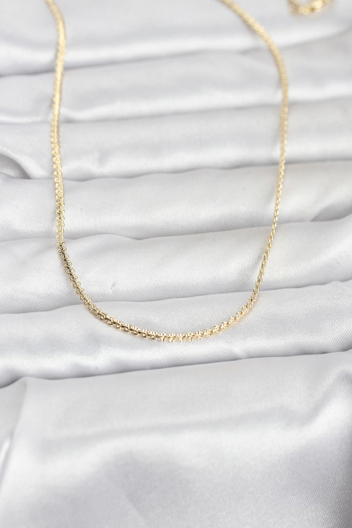EBJ CM 14K Gold Renk Yassı Zincir Model 60 cm Kadın Kolye - Guacharachi