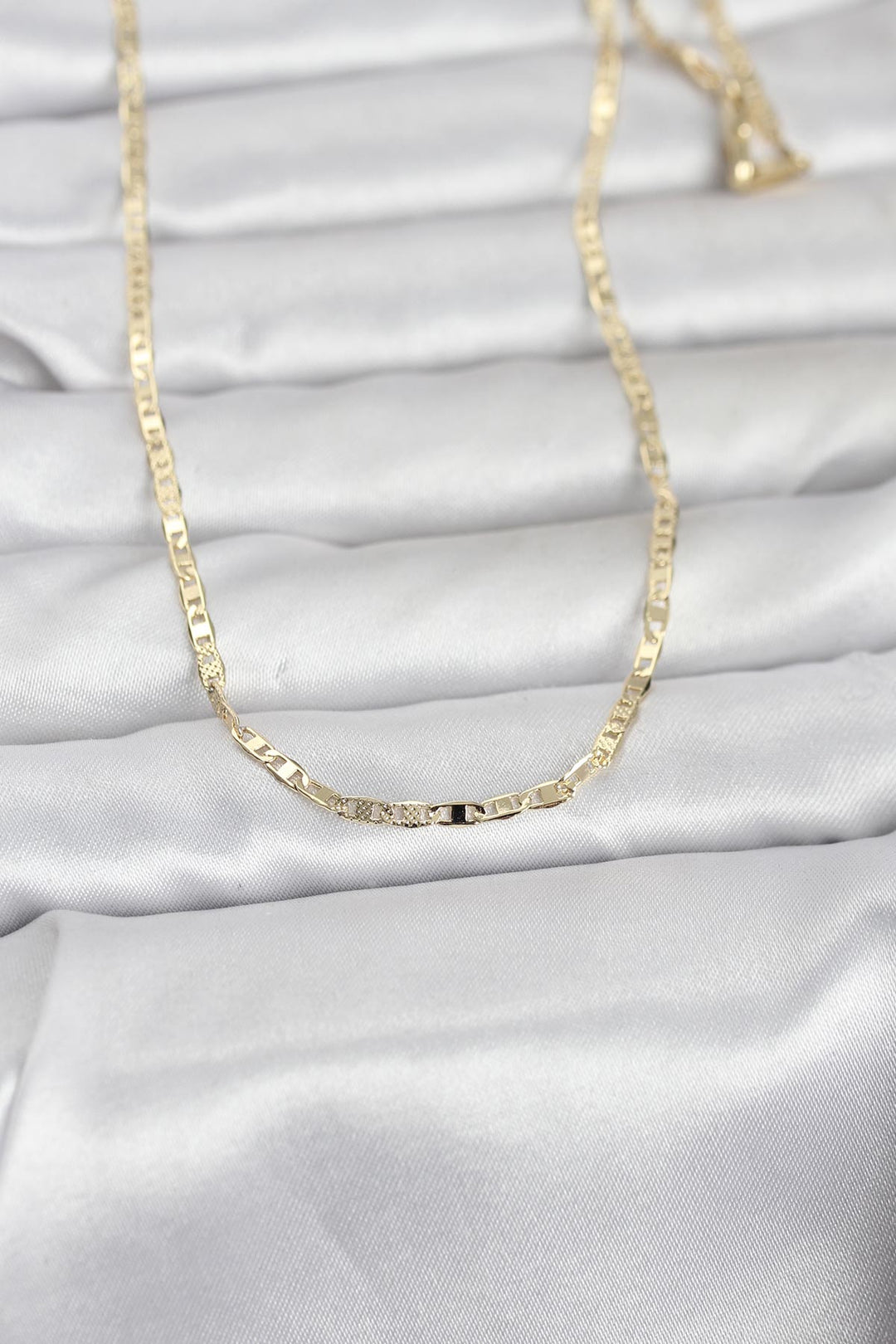 EBJ CM 14K Gold Renk Lazerli Yassı Model Zincirli 60 cm Kadın Kolye - Hendersonville