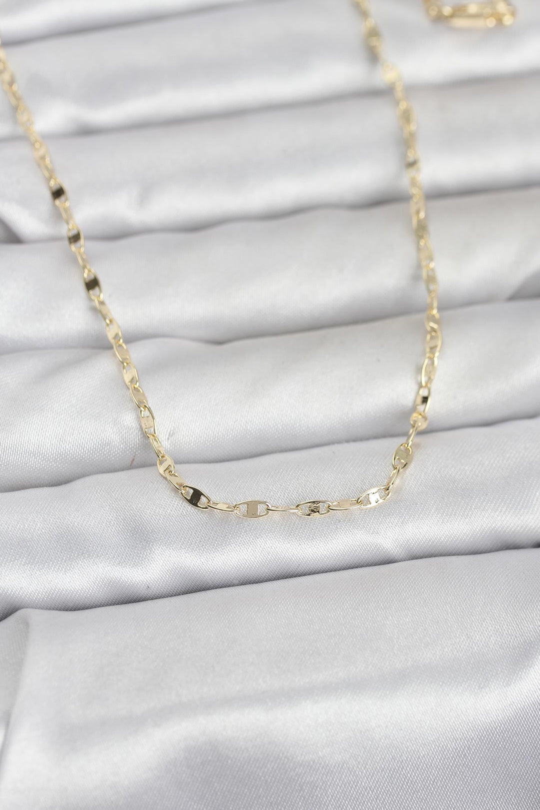 EBJ CM 14K Gold Renk Yassı Gemici Zincir Model 60 cm Kadın Kolye - Denver