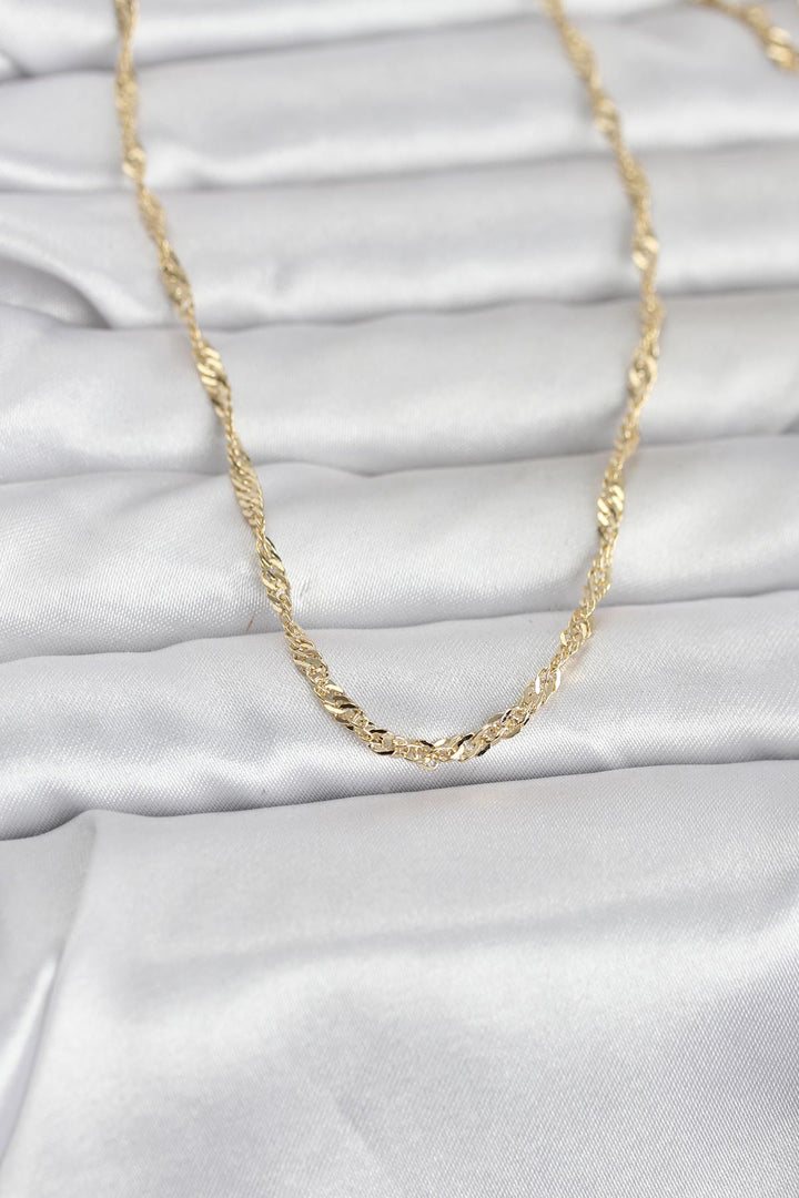 EBJ CM 14K Gold Renk Burgu Yassı Model 60 cm Kadın Kolye - Horlivka