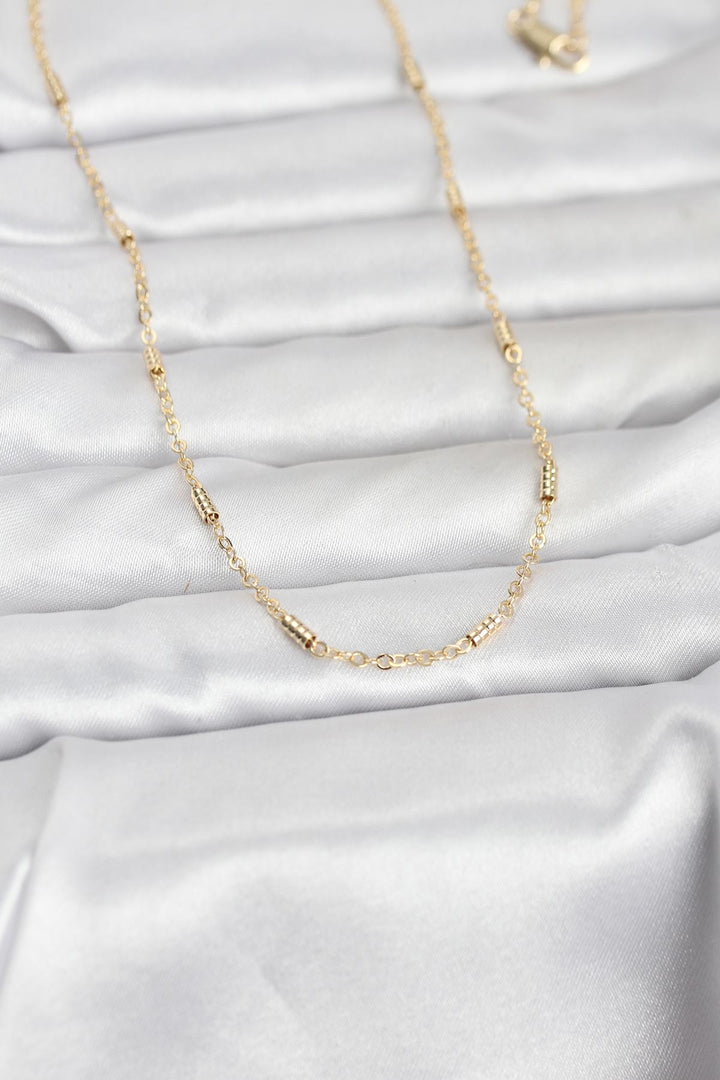 EBJ CM 14K Gold Renk Bar Zincir Model 60 cm Kadın Kolye - Gilbert