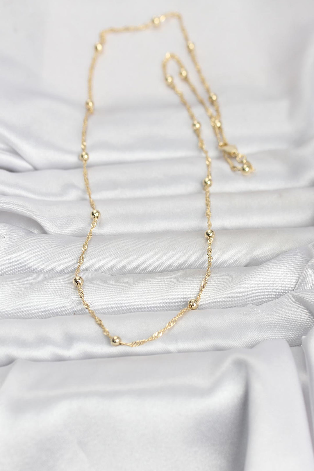 EBJ CM 14K Gold Renk Burgu ve Top Zincirli Model 60 cm Kadın Kolye - Dilbeek