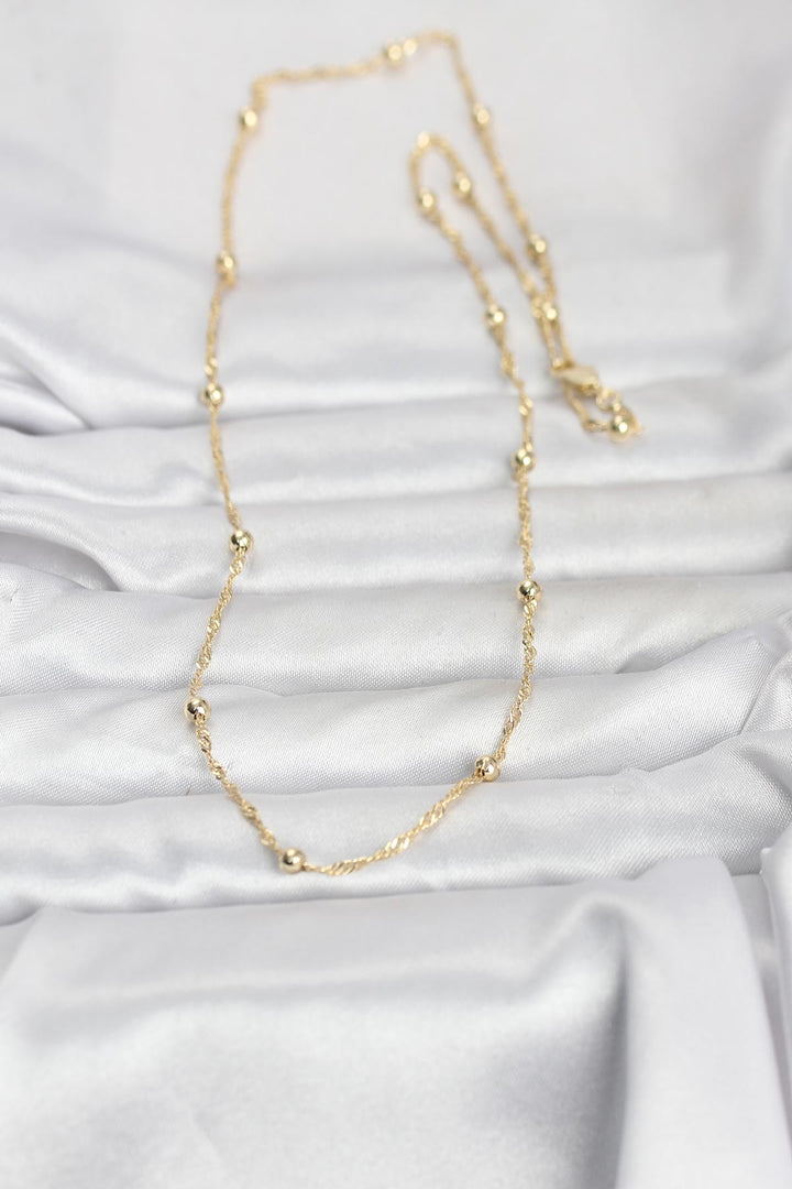 EBJ CM 14K Gold Renk Burgu ve Top Zincirli Model 60 cm Kadın Kolye - Dilbeek