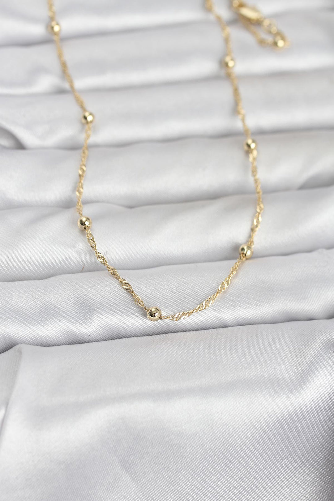 EBJ CM 14K Gold Renk Burgu ve Top Zincirli Model 60 cm Kadın Kolye - Dilbeek