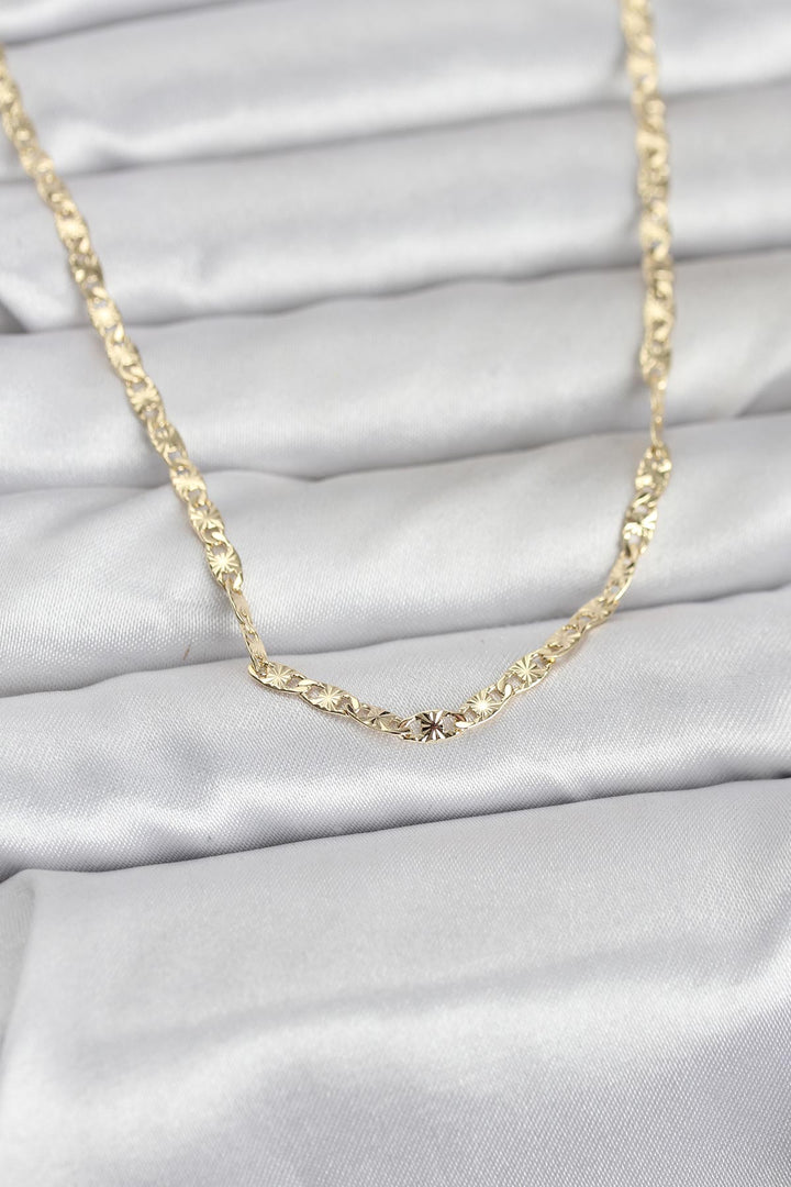 EBJ CM 14K Gold Renk Lazer Zincirli Model 60 cm Kadın Kolye - Bozeman
