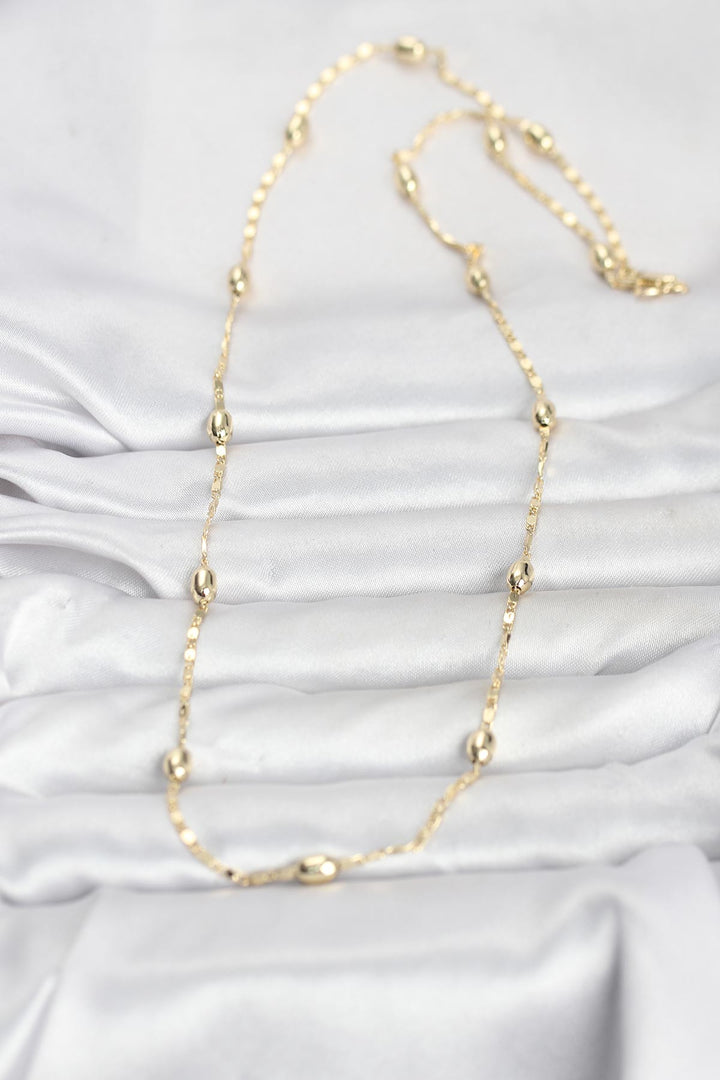 EBJ CM 14K Gold Renk Damla Topçuklu Zincir Model 60 cm Kadın Kolye - Melton