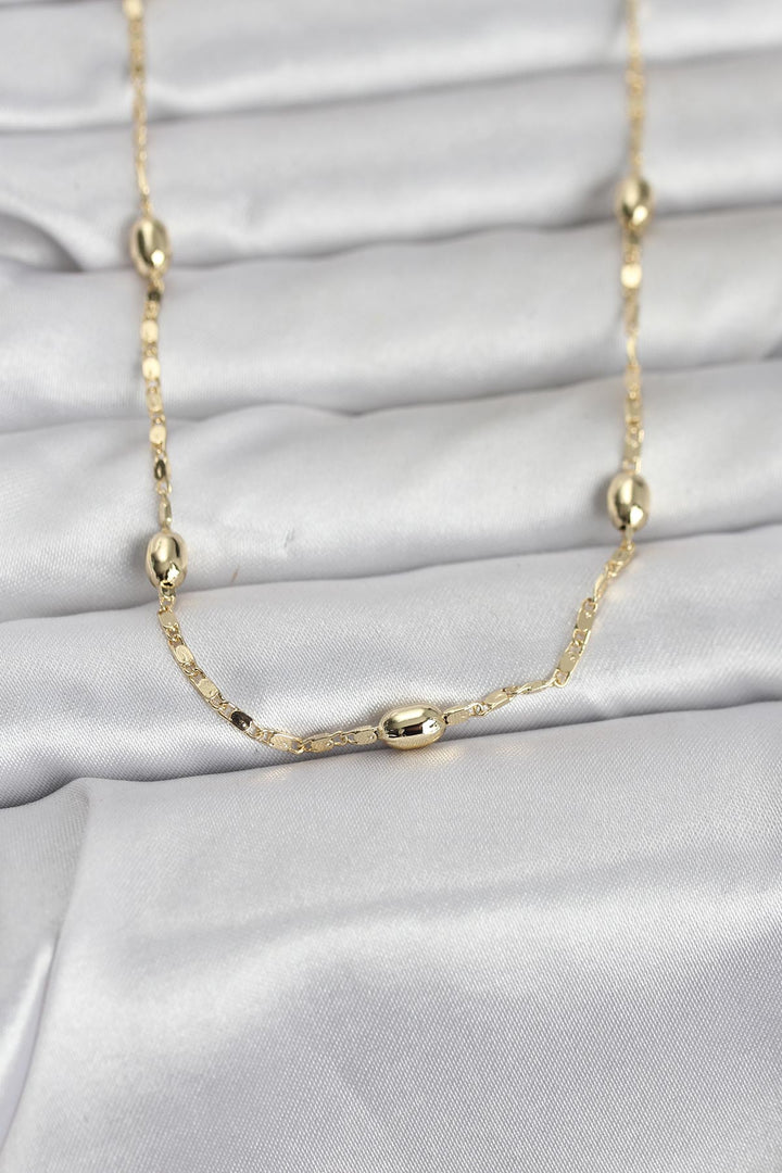 EBJ CM 14K Gold Renk Damla Topçuklu Zincir Model 60 cm Kadın Kolye - Melton