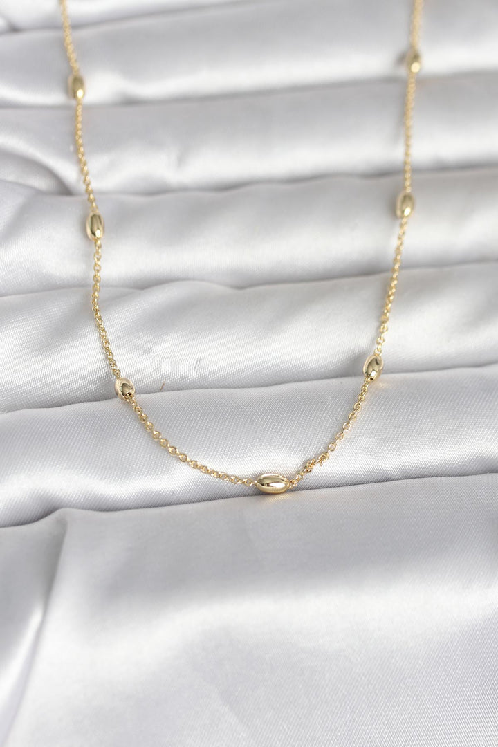 EBJ CM 14K Gold Renk Damla Topçuk Model Zincirli 60 cm Kadın Kolye - Lugo