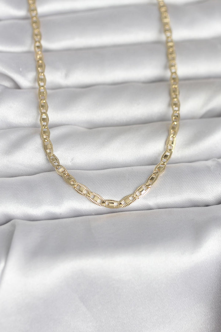 EBJ CM 14K Gold Renk Lazer Kesim Zincirli Model 60 cm Kadın Kolye - Fulham