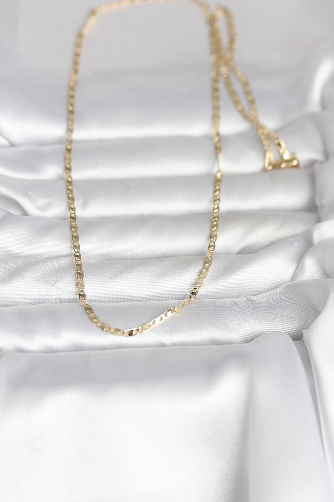 EBJ CM 14K Gold Renk Yassı Zincir Model 60 cm Kadın Kolye - Sayula