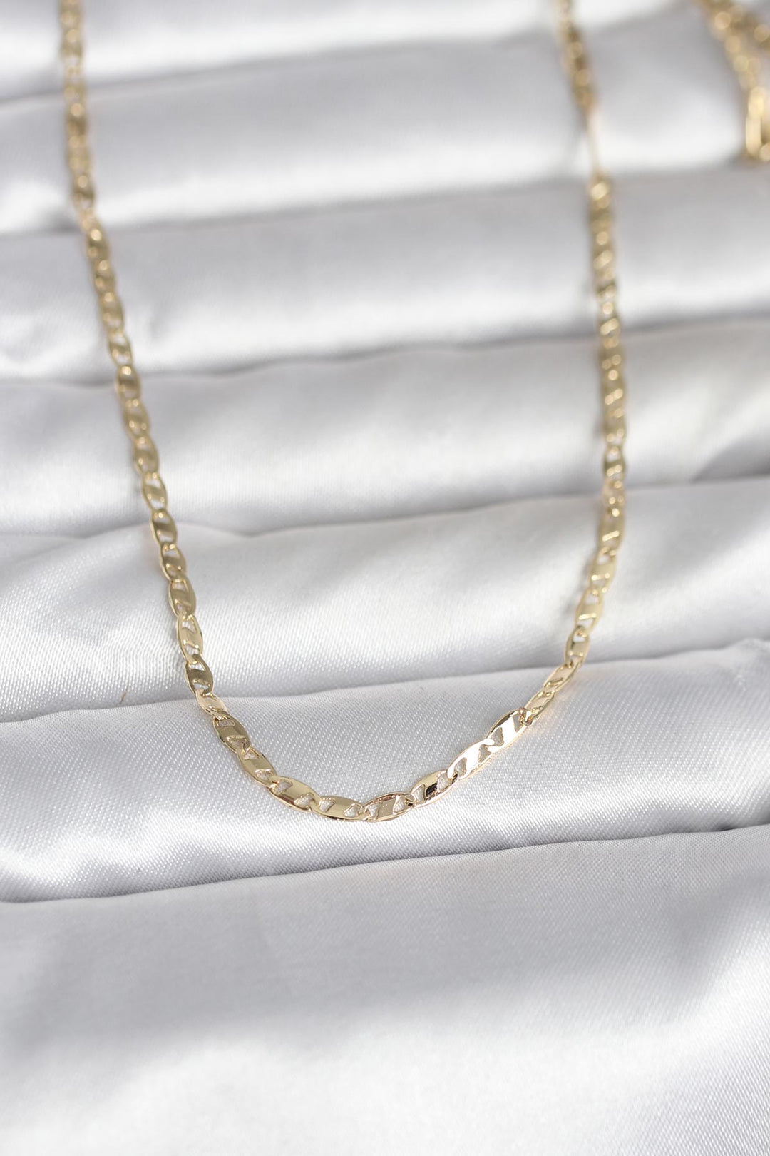 EBJ CM 14K Gold Renk Yassı Zincir Model 60 cm Kadın Kolye - Sayula