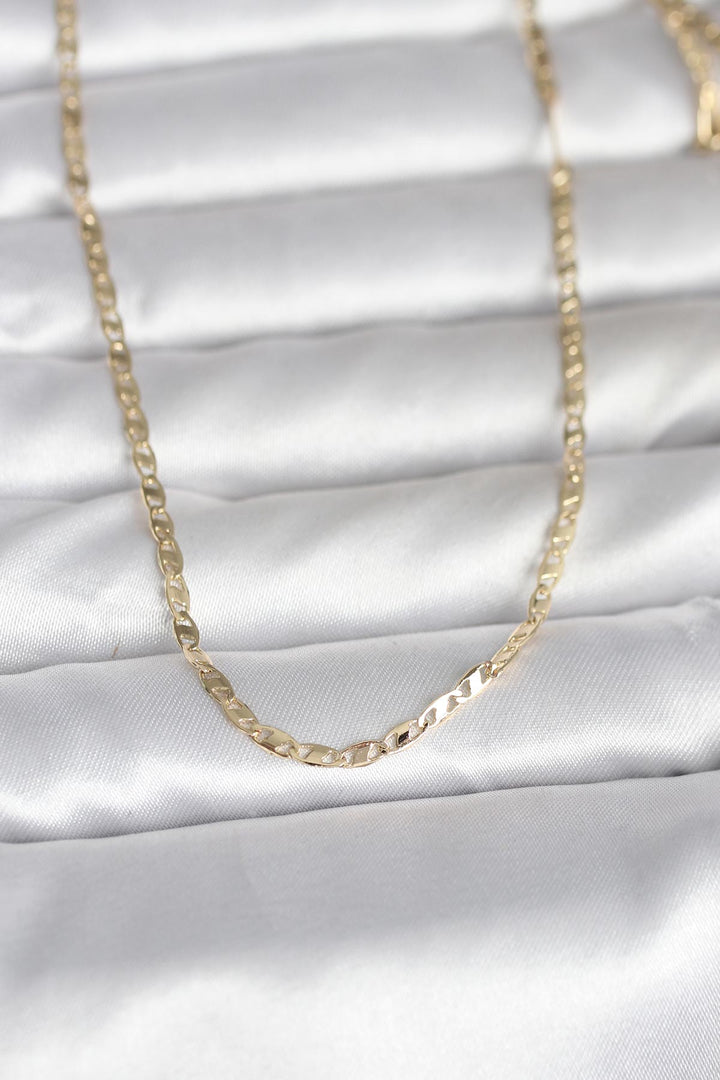 EBJ CM 14K Gold Renk Yassı Zincir Model 60 cm Kadın Kolye - Sayula