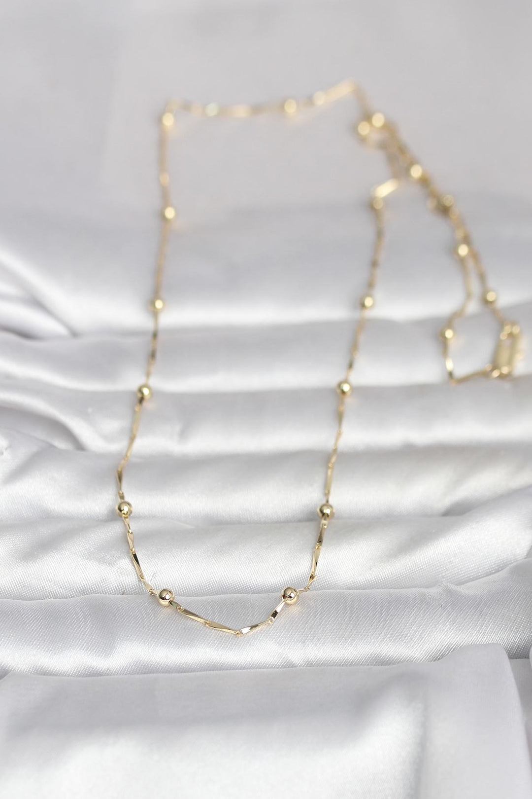 EBJ CM 14K Gold Renk Kesme Çubuk Zincir Topçuklu Model 60 cm Kadın Kolye - Conegliano