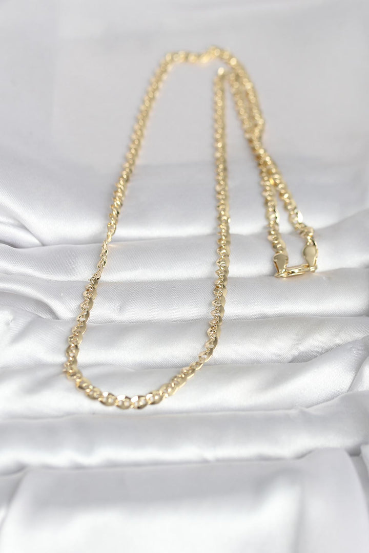 EBJ CM 14K Gold Renk Yassı Oval Zincirli Model 60 cm Kadın Kolye - Sheffield