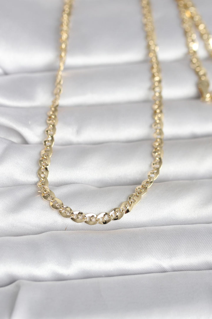 EBJ CM 14K Gold Renk Yassı Oval Zincirli Model 60 cm Kadın Kolye - Sheffield