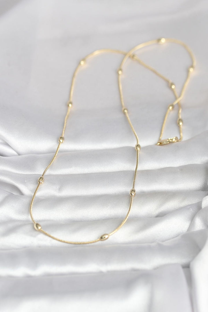 EBJ CM 14K Gold Renk Yılan Zincirli Damla Topçuk Model 60 cm Kadın Kolye - Stow