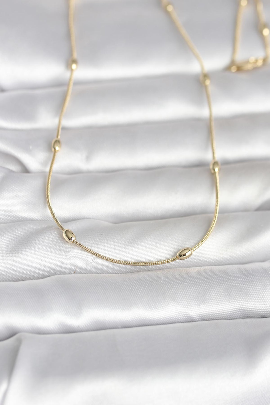 EBJ CM 14K Gold Renk Yılan Zincirli Damla Topçuk Model 60 cm Kadın Kolye - Stow