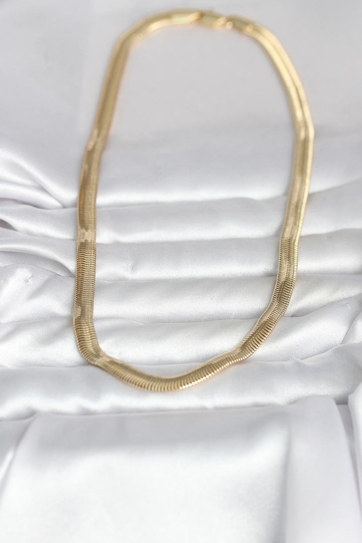 EBJ CM 14K Gold Renk Kalın Yassı Yılan Zincir Model 45 cm Kadın Kolye - Hackensack