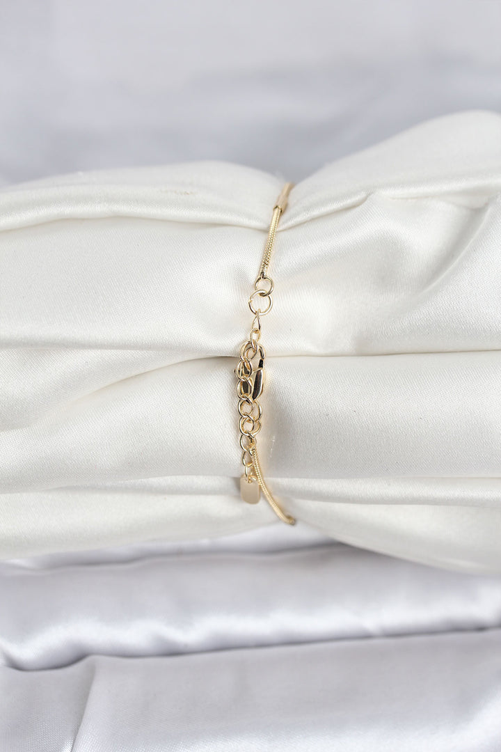 EBJ CM 14K Gold Renk Barlı Yılan Zincir Model Kadın Bileklik - Barneveld