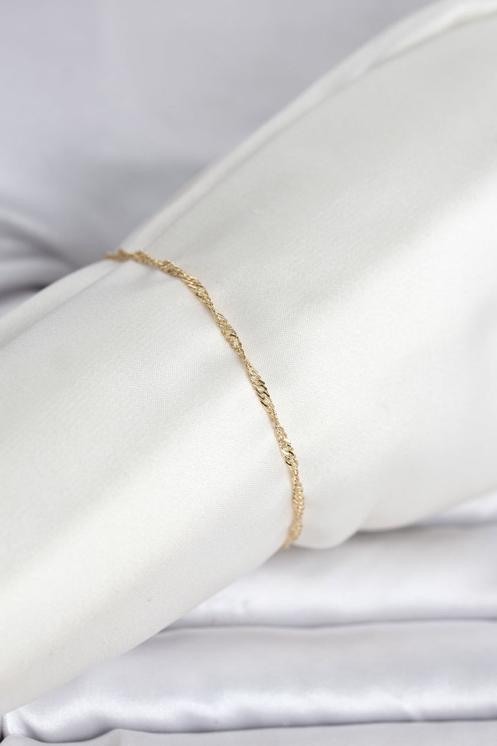 EBJ CM 14K Gold Renk Ezme Burgu Zincir Model Kadın Bileklik - Vaughan