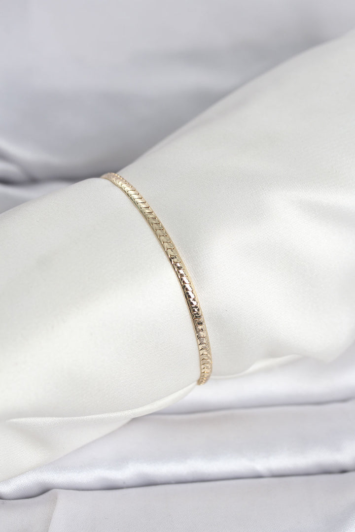 EBJ CM 14K Gold Renk Yassı Zincir Model Kadın Bileklik - Ulm