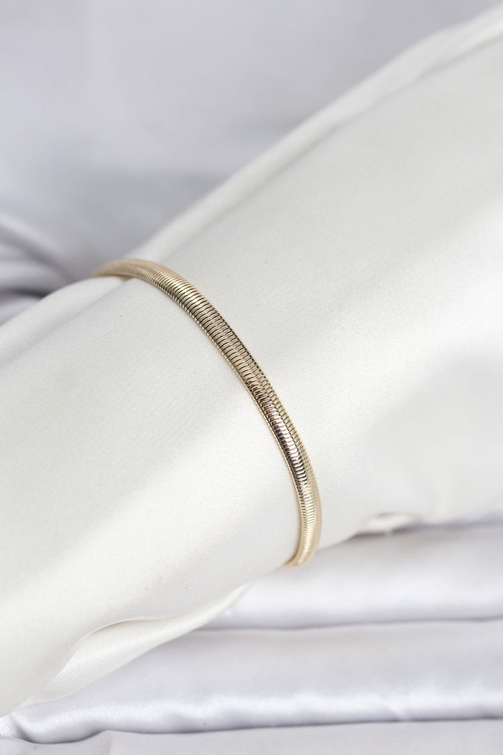 EBJ CM 14K Gold Renk Yassı Yılan Zincir Model Kadın Bileklik - Nettuno