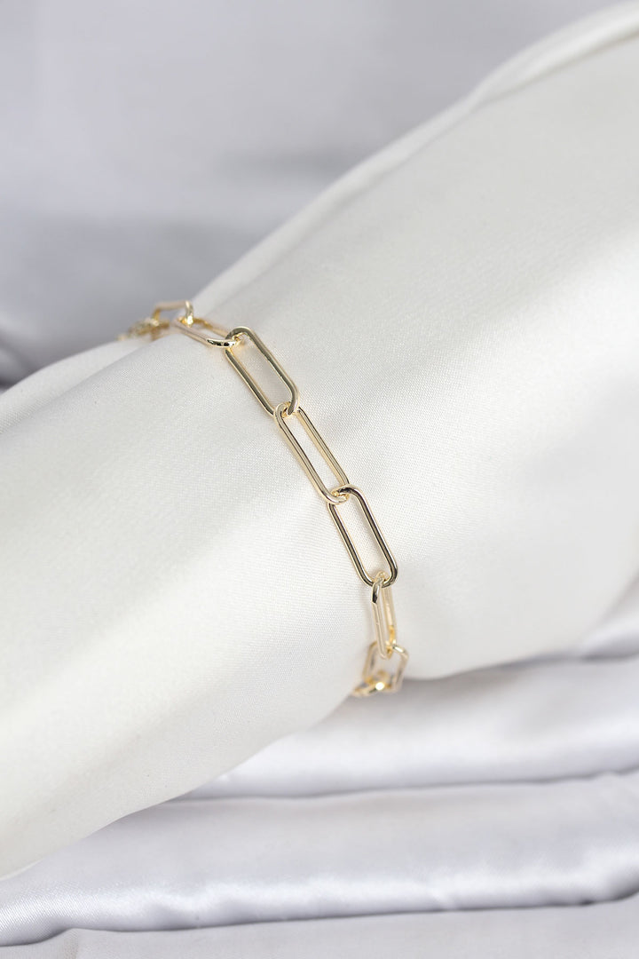EBJ CM 14K Gold Renk Kalın Ataç Zincir Model Kadın Bileklik - Goes