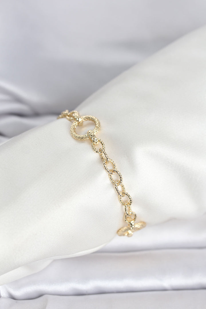 EBJ CM 14K Gold Renk Lazerli Halka Model Kadın Bileklik - Hengelo