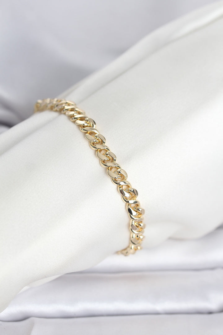 EBJ CM 14K Gold Renk Yassı Zincir Model Kadın Bileklik - Lochau