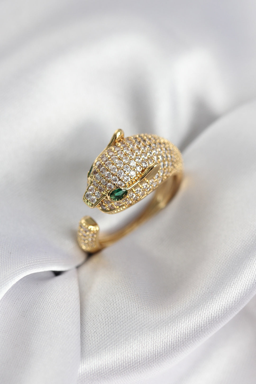 EBJ Jaguar Model Gold Renk Zirkon Taşlı Kadın Yüzük - Choisy-le-Roi