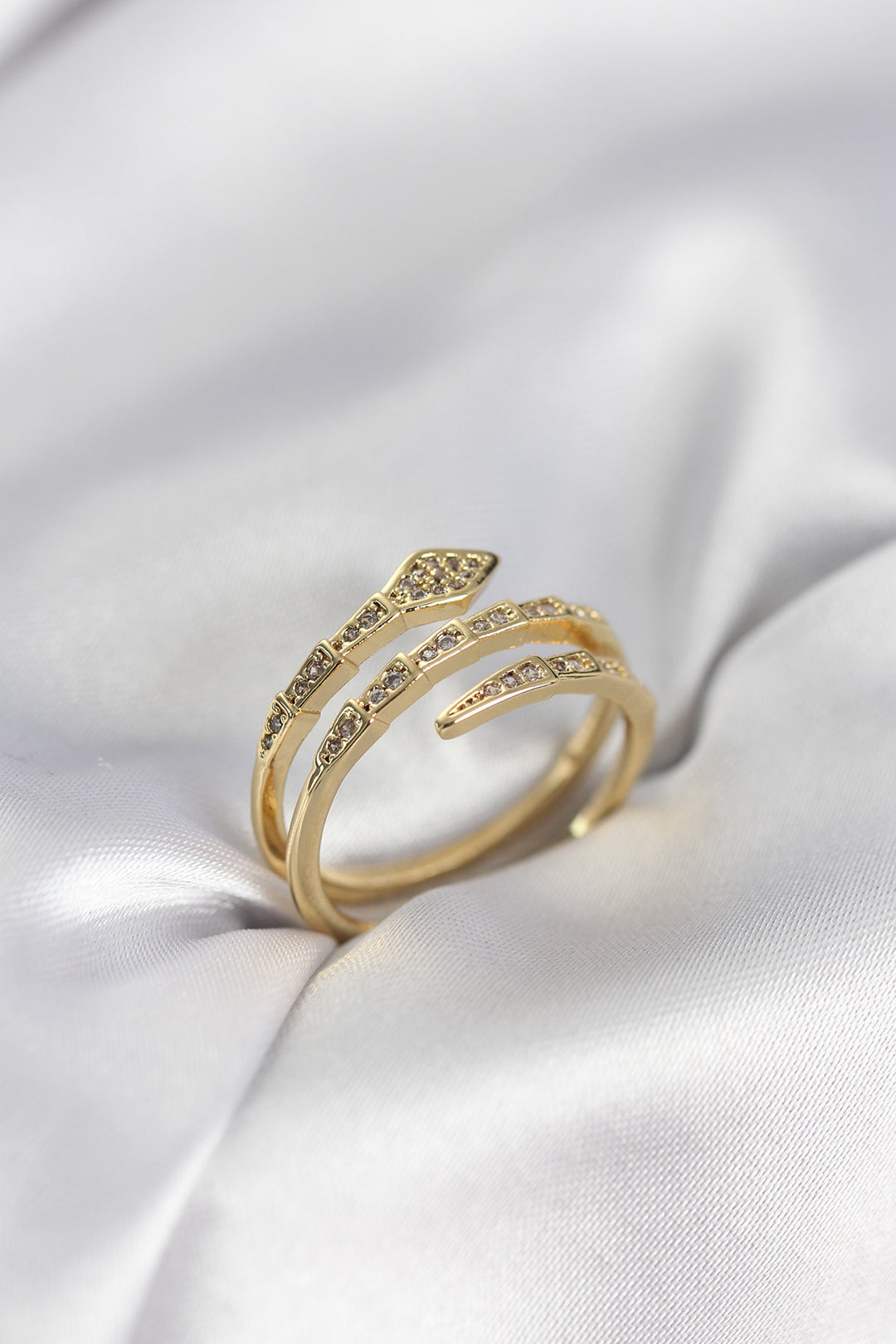 EBJ Yılan Model Gold Renk Zirkon Taşlı Kadın Yüzük - Redlands
