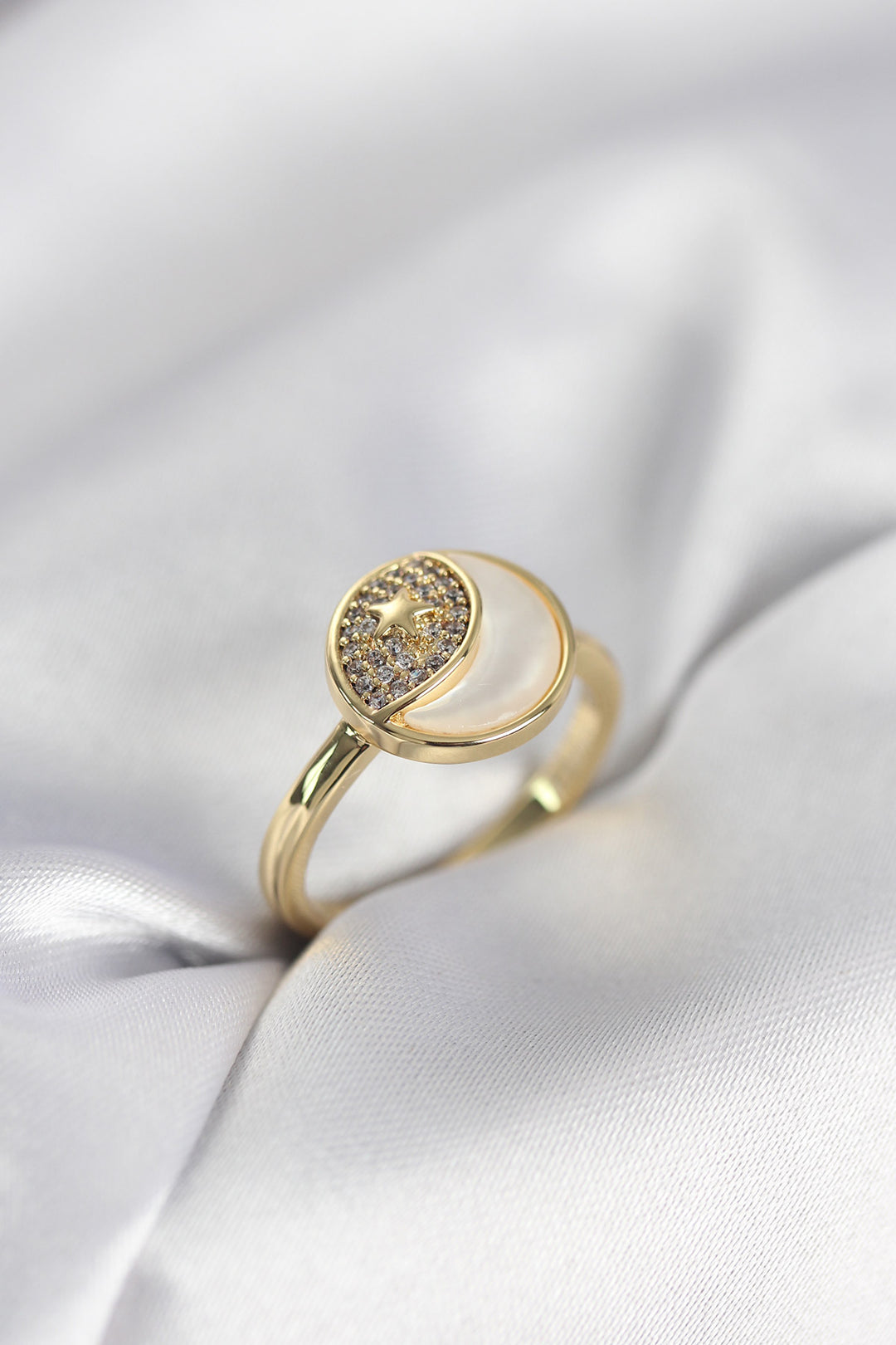 EBJ Ay Yıldız Model Gold Renk Zirkon Taşlı Kadın Yüzük - Cumbernauld