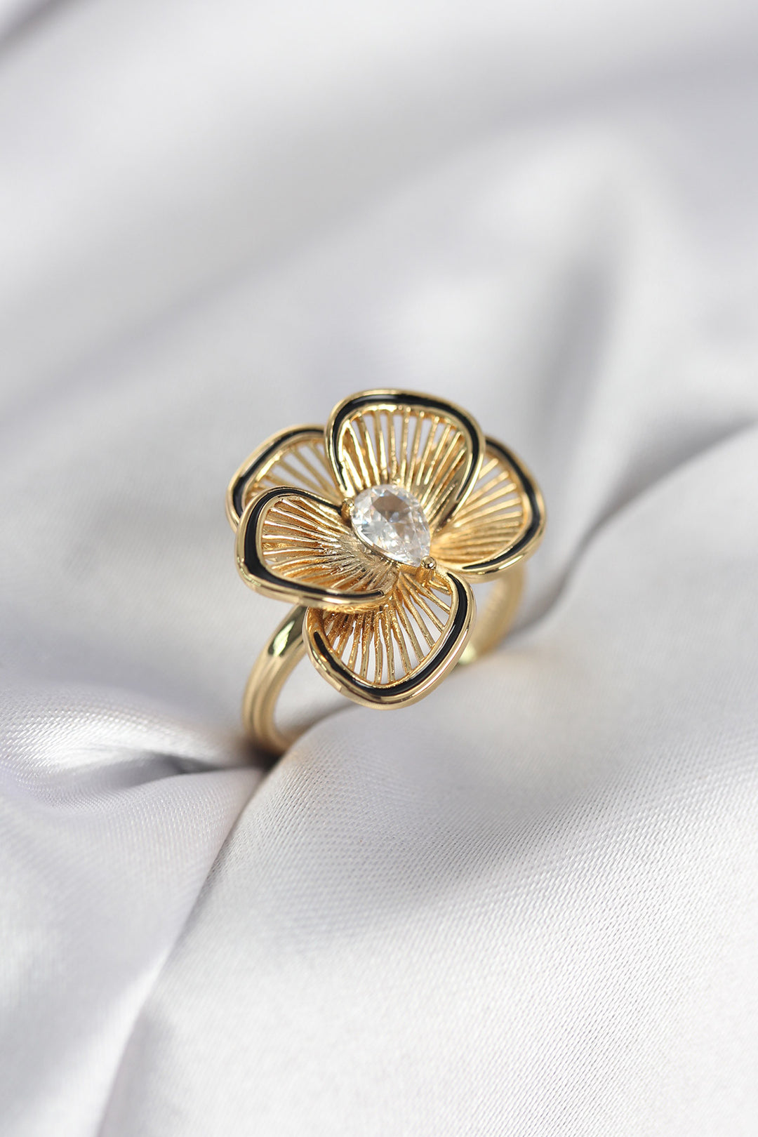 EBJ Gold Renk Çiçek Model Vintage Kadın Yüzük - Brentwood