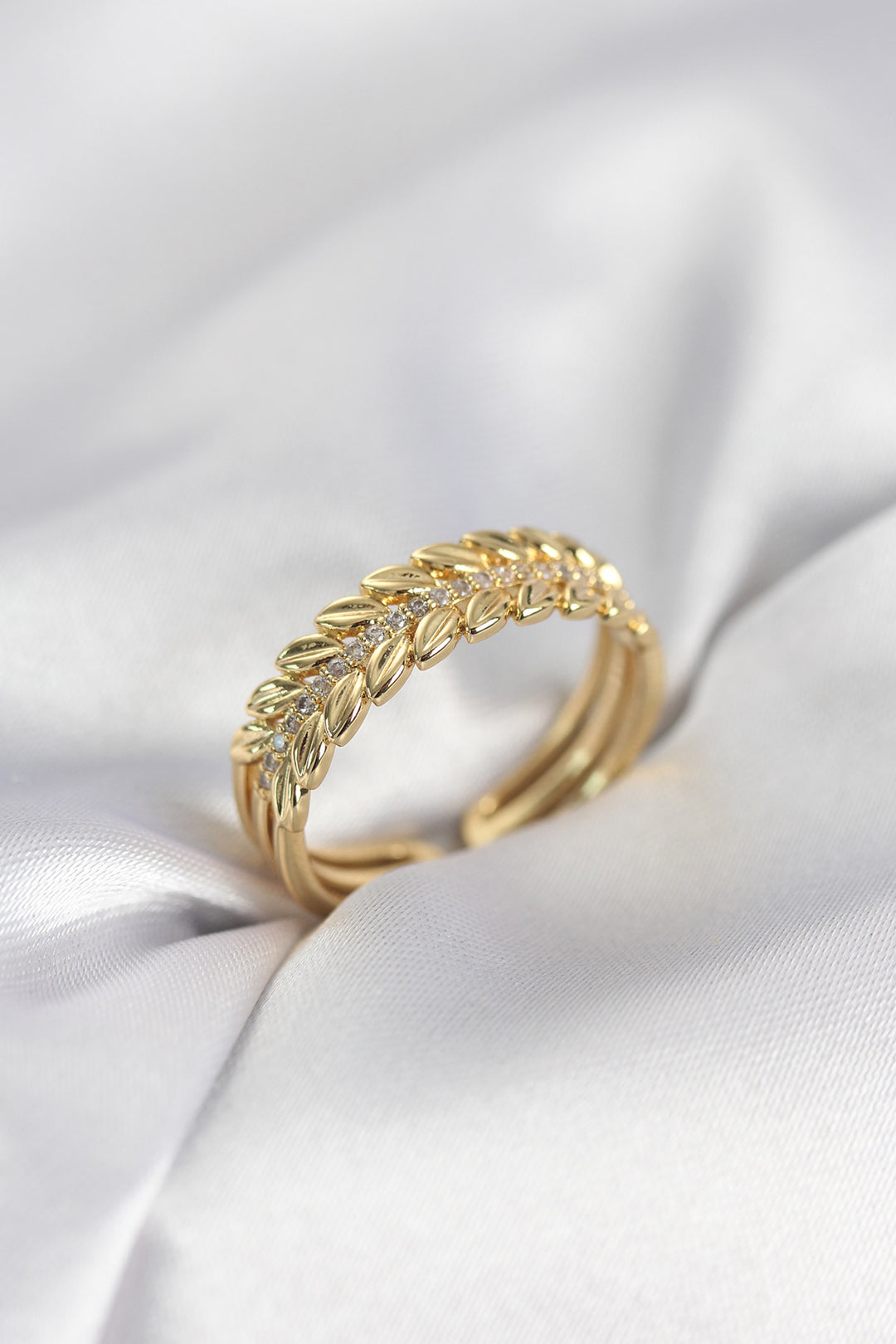 EBJ Gold Renk Başak Model Zirkon Taşlı Kadın Yüzük - Riverview