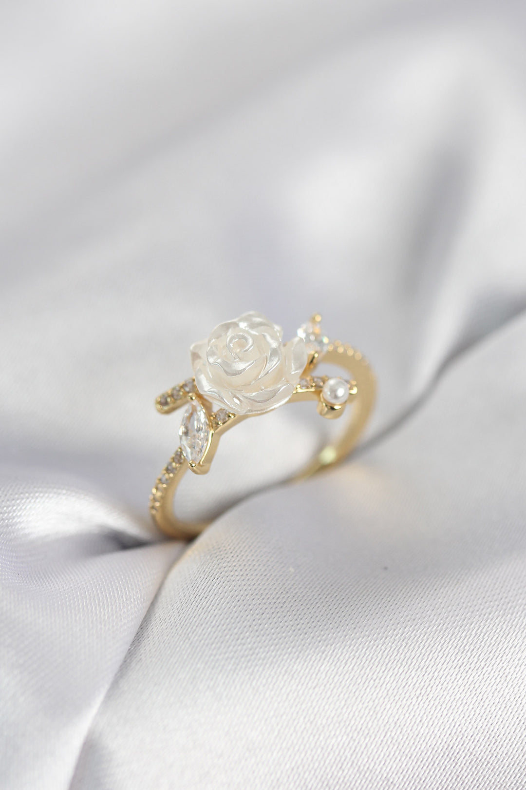 EBJ Gold Renk Gül Model Zirkon Taşlı Kadın Yüzük - Naples