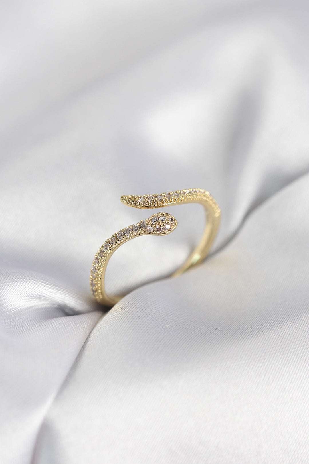 EBJ Gold Renk Yılan Model Zirkon Taşlı Kadın Yüzük - Huauchinango