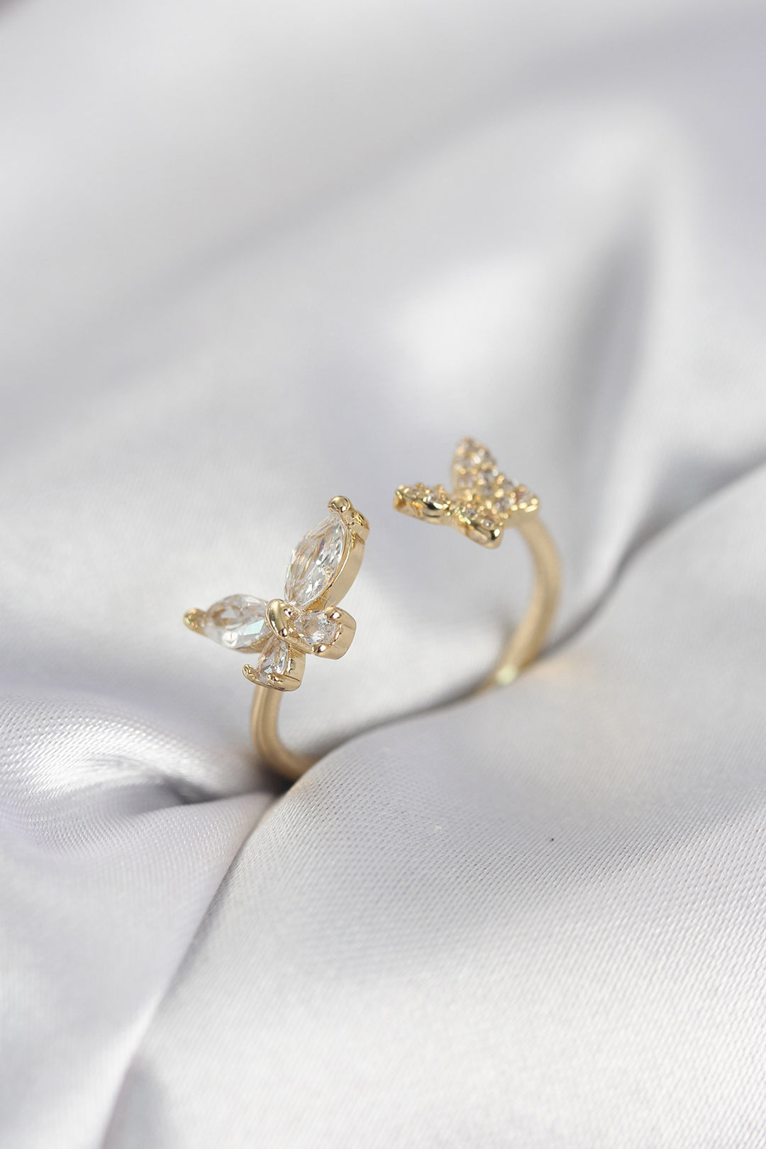 EBJ Kelebek Model Zirkon Taşlı Gold Renk Kadın Yüzük - Messina