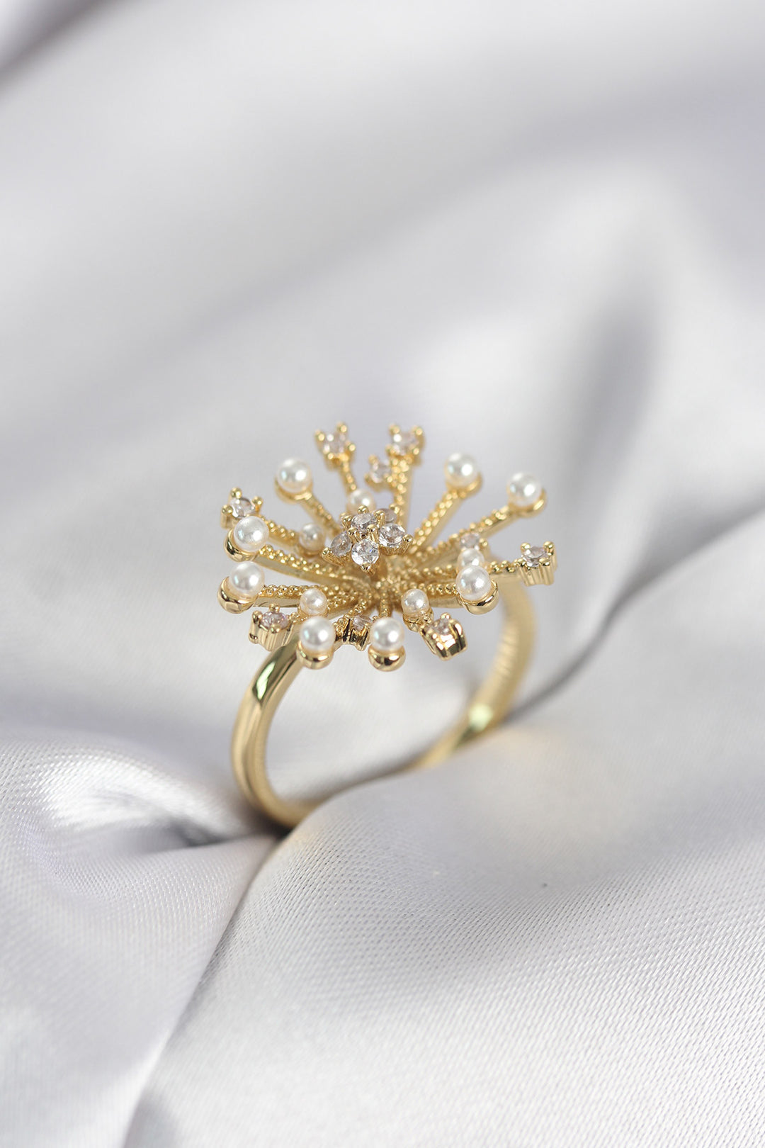 EBJ Gold Renk Karahindiba Model Zirkon Taşlı Kadın Yüzük - Mainz