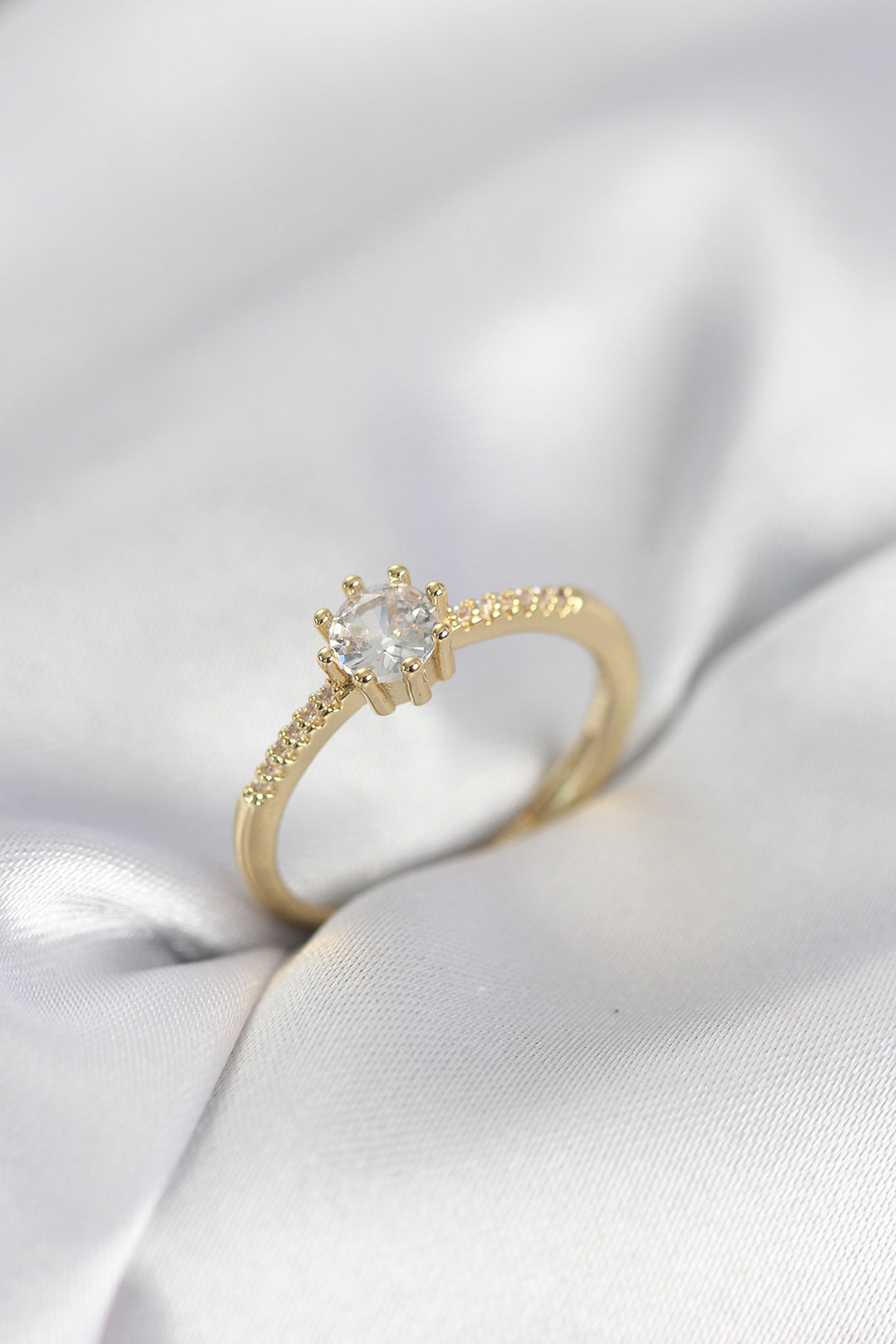 EBJ Tek Taş Model Gold Renk Zirkon Taşlı Kadın Yüzük - Lake Oswego