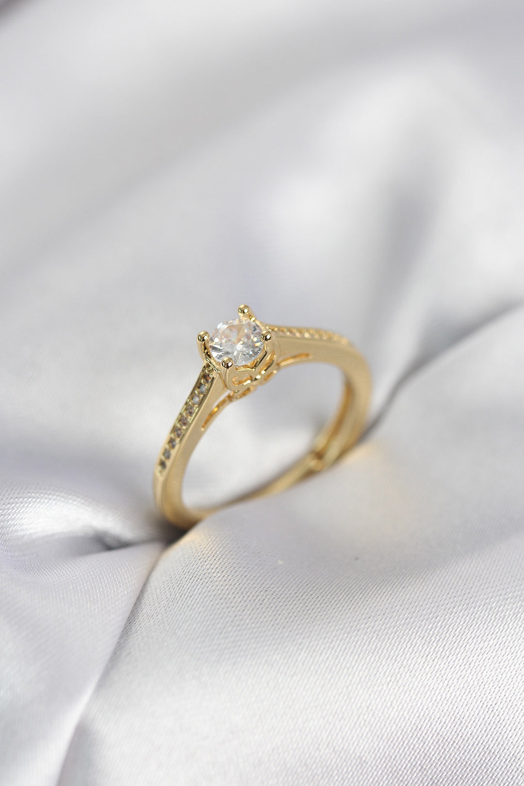 EBJ Tek Taş Gold Renk Zirkon Taşlı Model Kadın Yüzük - Philadelphia