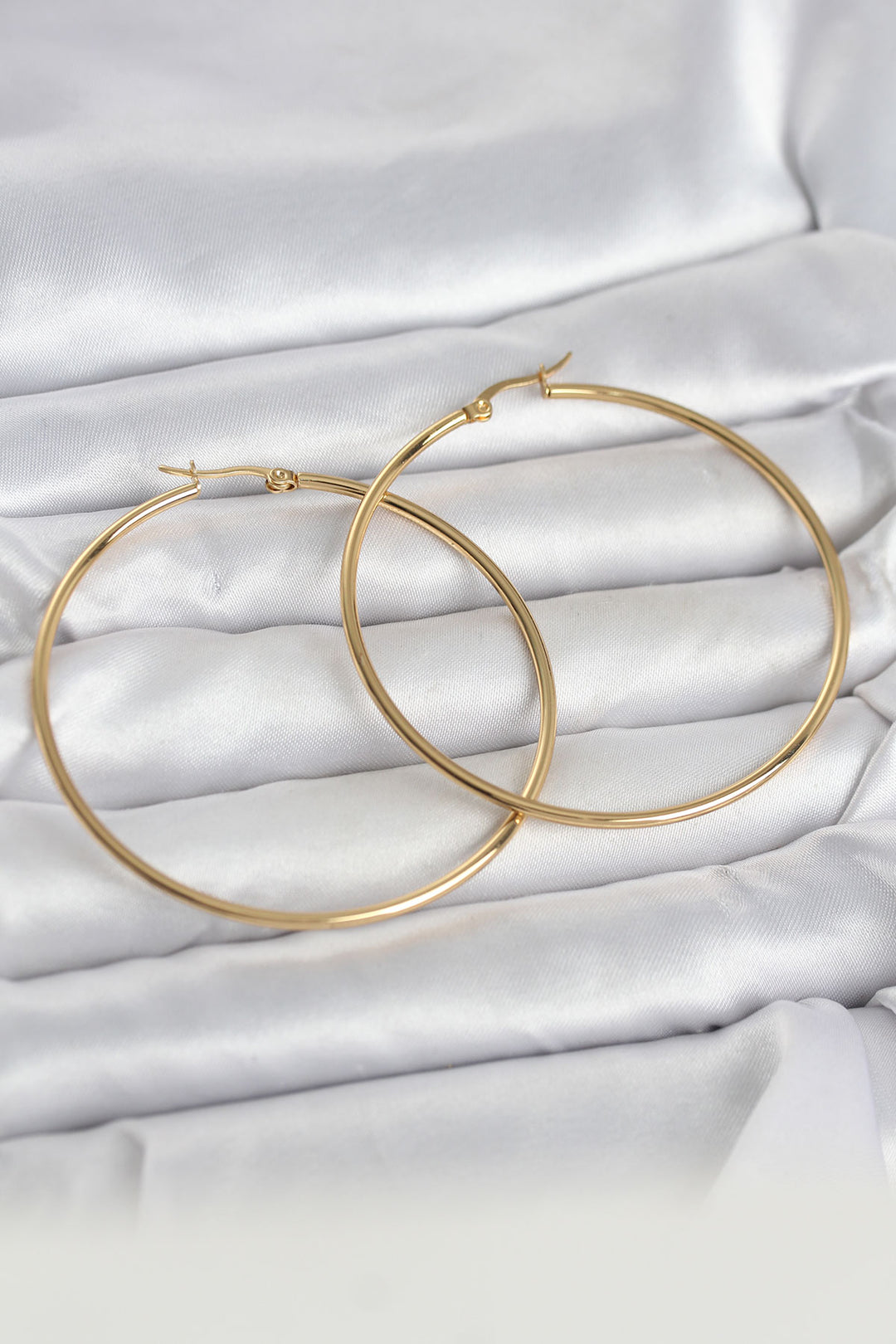 EBJ 316L Çelik Gold Renk 60 mm Halka Kadın Küpe - Irákleio