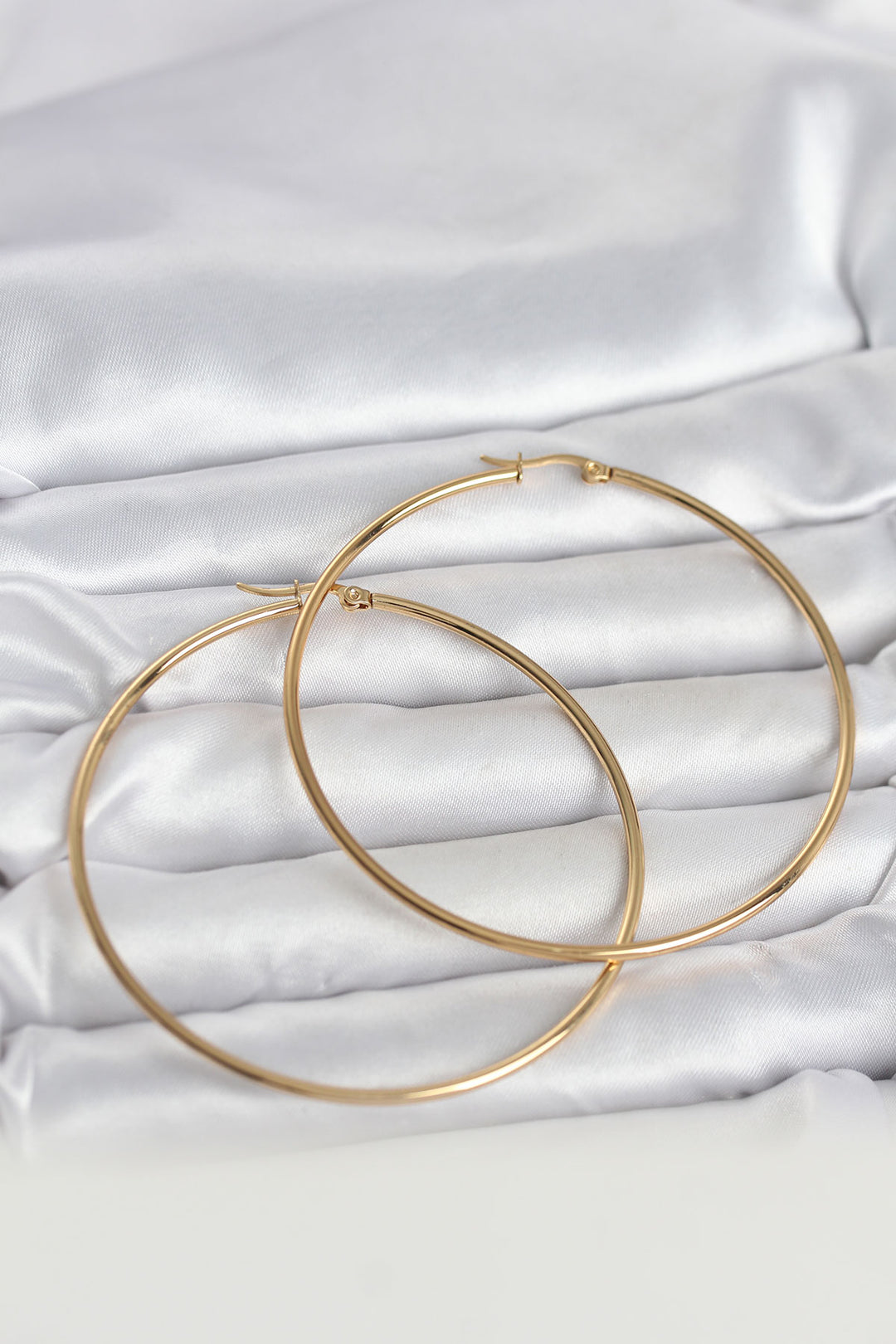 EBJ 316L Çelik Gold Renk 70 mm Kadın Halka Küpe - Odenton