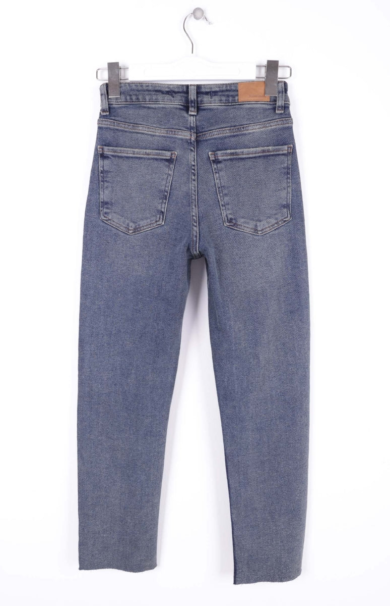 XLJ Fringe Ending High Waisted Mom Fit Jean with Rhinestones Mixed - Washington